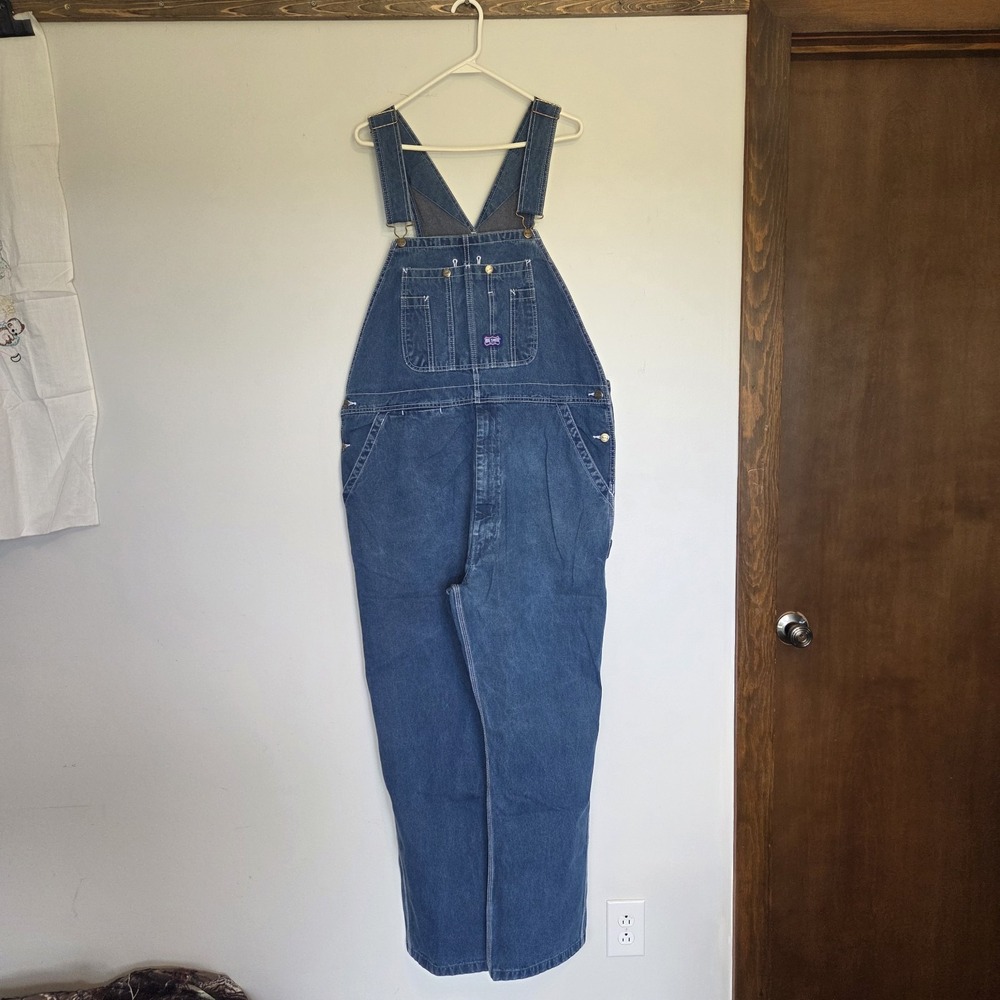 Big Smith Overalls Men's 42x32 Denim Bib Workwear Carpenter 100% Cotton EUC